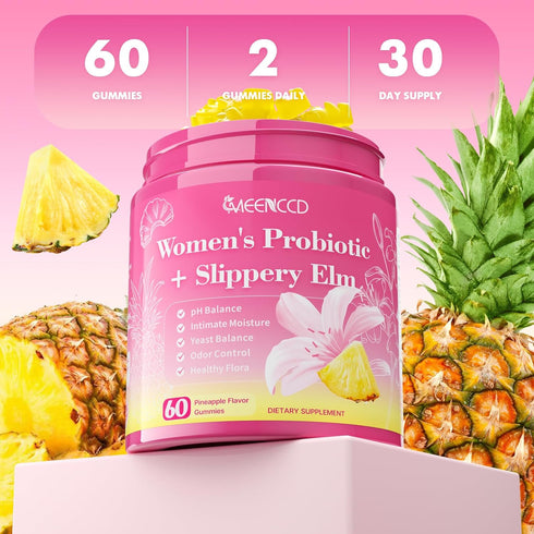 Gummies Immune 60 Count MEENCCD Her Juicy Feminine Probiotics with Slippery Elm & Lactobacillus Blend, Supports pH