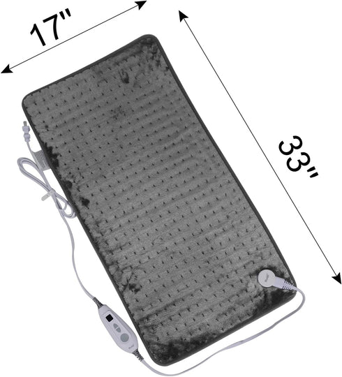 Ruqiji 17''x33'' XXXL King Size Heating Pad with 120 Minutes Auto Shut Off & 6 Temperature Settings for Pain Relief