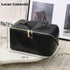 IMCUZUR Travel Makeup Bag, Large Cosmetic Bag for Women, Open Flat Portable Skincare Bag with Handle (Black)
