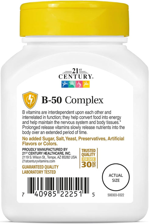 21st Century B 50 Complex Prolonged Release Tablets, 60 Count (Pack of 1)