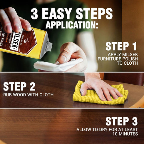 Milsek Furniture Polish and Wood Cleaner with Lemon Oil 12 Fl Oz Multipurpose Solution for Home Improvement Pack of 2