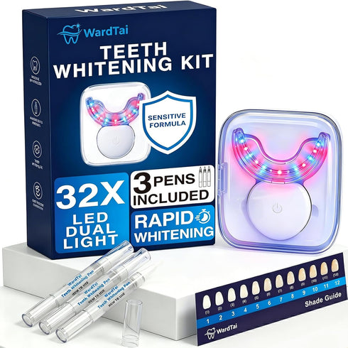 WardTai Teeth Whitening Kit with 32 LED Accelerator Light, 3X 6 Percent Gentle