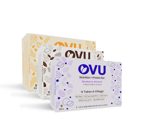 Pack, 9 OVU Bar Fertility, Pregnancy & Postpartum Nutrition Support for Women, Myo-Inositol, Folic Acid, Maca, High