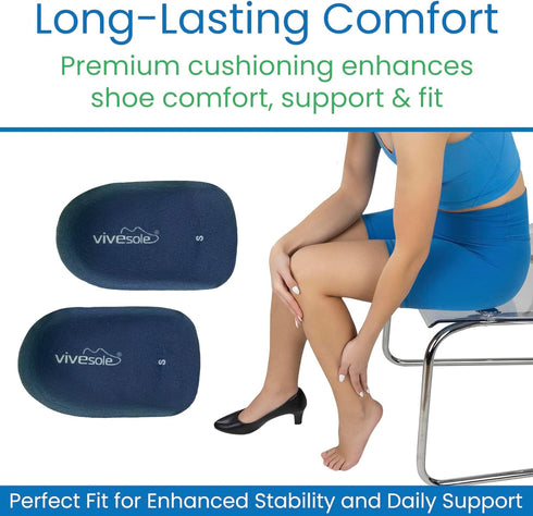 Gel Heel Cups for Heel Pain Relief (Pair), Shock Absorbing Inserts for Flat Feet & Plantar Fasciitis, Medium