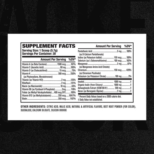 Jacked Factory Vita XT Performance Vitamin Powder, Daily Multivitamin for Men with KSM-66 Ashwagandha, 30 Servings,