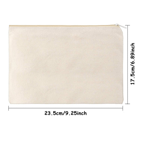 10 Pieces Cosmetic Bag Multipurpose Makeup Bag with Zipper Cotton Canvas Bag Travel Toiletry Pouch DIY Craft Bag (L, Beige)