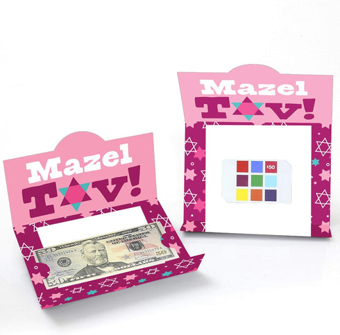 Set 8 Big Dot of Happiness Pink Bat Mitzvah - Girl Party Money and Gift Card Holders