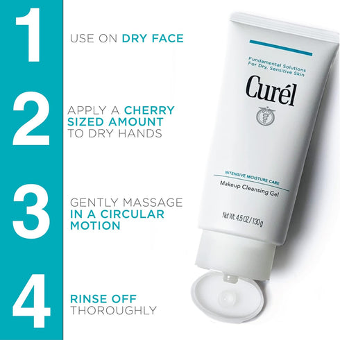 Curel Japanese Makeup Cleansing Gel - Gentle Facial Cleanser for Dry, Sensitive Skin, 4.5 oz pH-Balanced