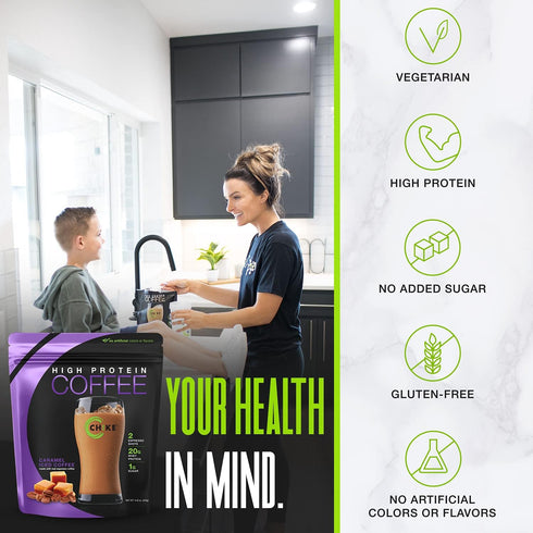 Chike Caramel High Protein Iced Coffee, 20 G Protein, 2 Shots Espresso, 1 G Sugar, Keto Friendly, 14 Servings (14.8