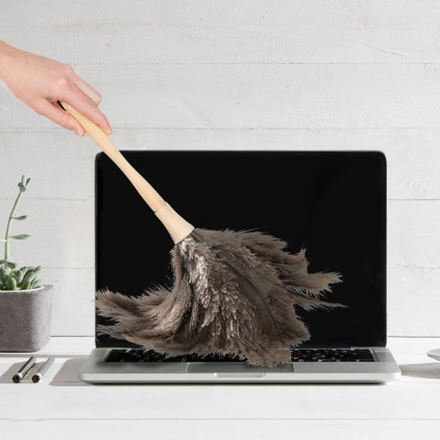 Superio Ostrich Feather Duster: Fluffy Dust Remover with Wooden Handle, Reusable for Home Cleaning
