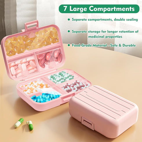 Tantanle 7 Day Pill Organizer with Snap-Lock Leakproof Design - Portable Travel Pill Case for Pills, Vitamins