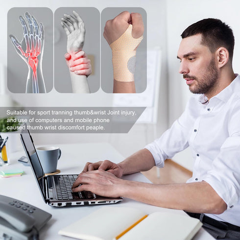2 Pcs Ultra-Thin Wrist Brace Support for Carpal Tunnel, Pain Relief, Elastic Wraps for Right and Left Hands (Skin Tone)