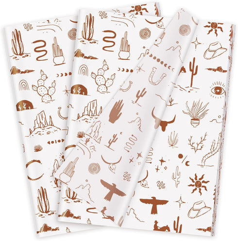JarThenaAMCS 100 Sheets Western Cowboy Tissue Paper, Wild West Rodeo Gift Wrapping Paper for Birthday Holiday Decor