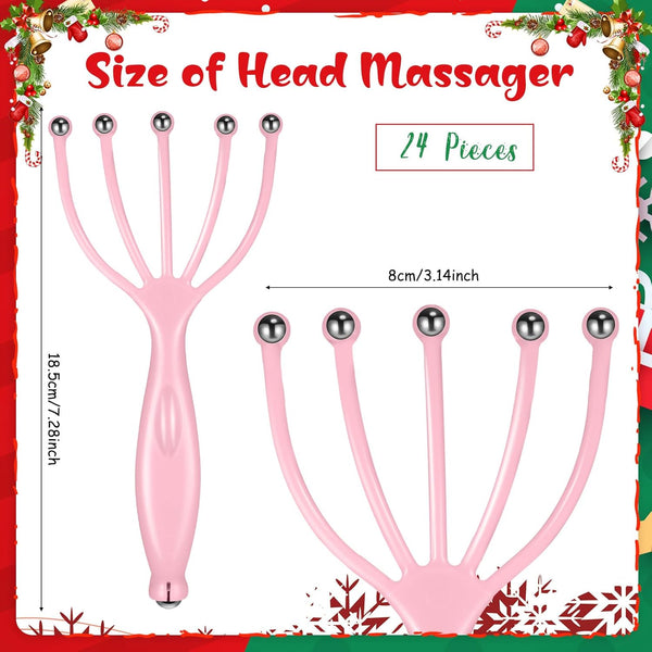 24 Pcs Scalp Massager Portable Handheld Spa Head Massager for Deep Relaxation and Stress Reduction Manual Head Massage Tool for Office Home Christmas Gift(Blue, Pink, Black)