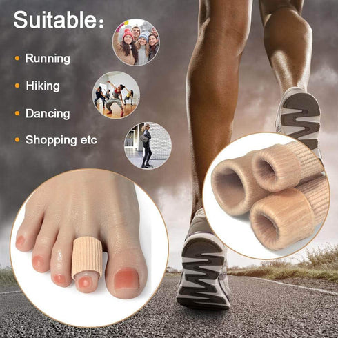 Cuttable Toe Tubes Sleeves 5 Pack, Elastic Fabric with Silicone Gel for Toe Pressure Pain Relief, Corn and Calluses