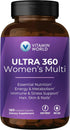 Vitamin World Ultra 360 Multivitamin for Women, with Herbs & Collagen for Hair, Skin & Nails, 180 Caplets