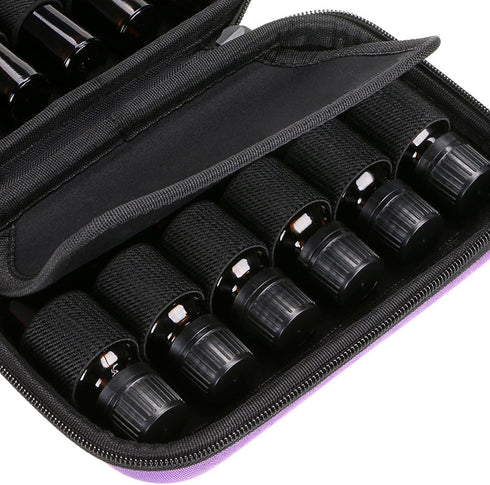 Hipiwe Hard Shell Essential Oil Carrying Case, Holds 12 Bottles, Travel Size Organizer for Essential Oils (Purple)