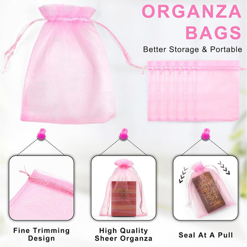 ANZNKU 50 Pack Organza Bags, 4 x 6 inch Premium Sheer Drawstring Bags for Candy, Jewelry, Party, Wedding, Christmas