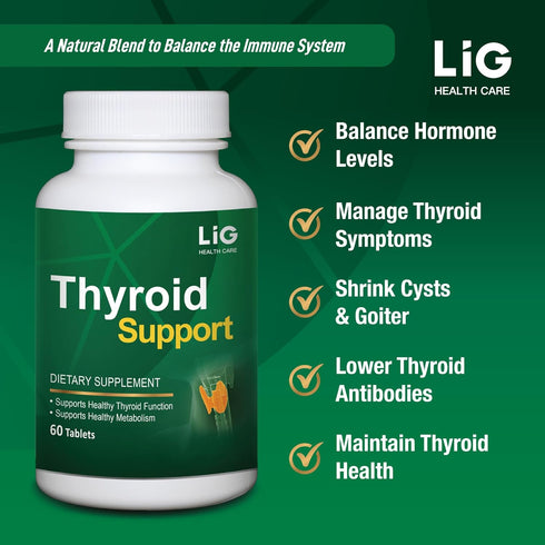 LIG Health Care 60 LIG Thyroid Support-Natural Herbal Supplement for Goiter & Hashimoto's - Hormone Balance