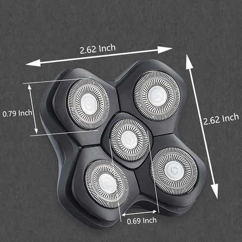 Universal Upgrade 5 Blades Magnetic Interface Head Shaver Replacement Heads for Electric Razor (5D Black)