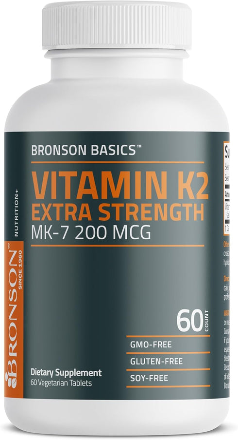 Bronson Vitamin K2 MK-7 200mcg Extra Strength - 60 Vegetarian Tablets