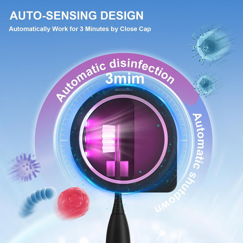 UV Toothbrush Sanitizer Holder, Portable Cleaner Case with Fan Drying, Rechargeable, Fits Most Electric & Manual
