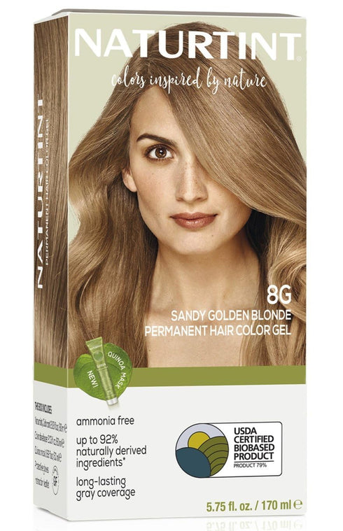 Naturtint 8G Sandy Golden Blonde Permanent Hair Color, Ammonia Free, Vegan, Cruelty Free, 1 Pack