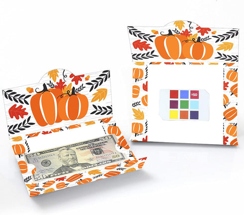 Set 8 Big Dot of Happiness Fall Pumpkin - Halloween or Thanksgiving Party Money and Gift Card Holders