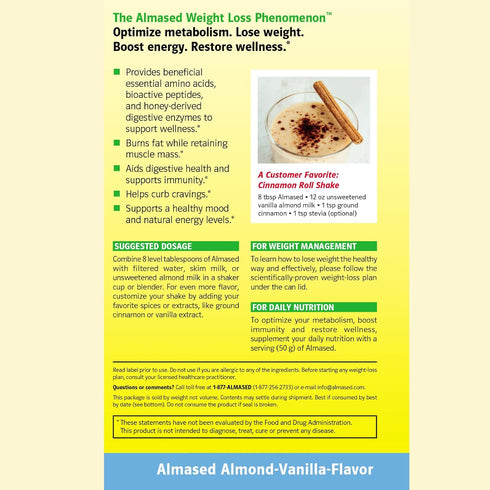 Almased Vanilla Meal Replacement Shake, Low-Glycemic High Plant Protein Powder, 17.6 oz (1.1 Pound)