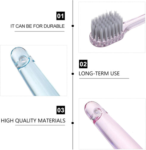 Firm Bristles Toothbrush, 6pcs Crystal Handle Oral Health Care Adult Toothbrush