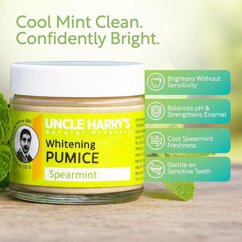 Uncle Harry's Spearmint Sensitive Teeth Whitening Toothpaste Polish | Natural SLS Free Freshens Breath & Promotes