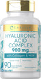 Carlyle Hyaluronic Acid 900mg with Collagen | 90 Capsules | Hydrolyzed Collagen Complex, MSM | Non-GMO, Gluten Free