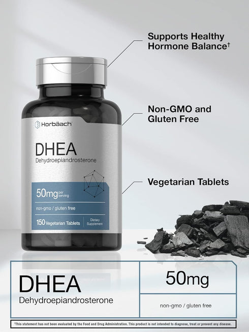 Horbaach DHEA | 50mg | 150 Tablets - Non-GMO, Gluten Free Supplement