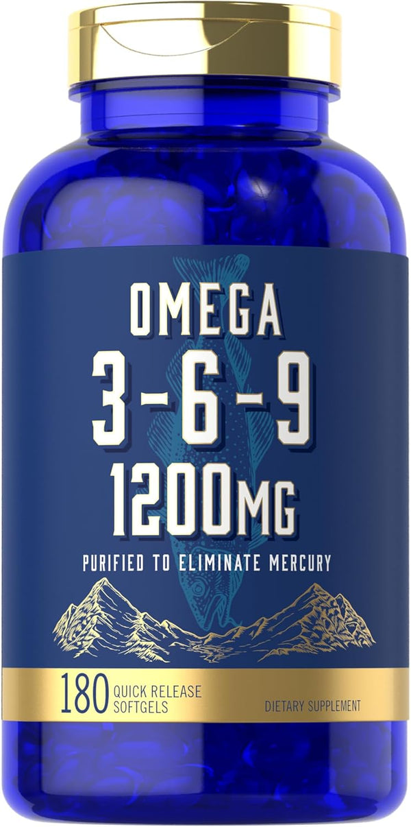 Carlyle Omega 3-6-9 1200mg | 180 Softgel Capsules | Triple Omega Supplement with Fish, Flaxseed & Borage Oils