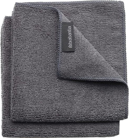 Brabantia x2 Microfiber Cleaning Dish Cloths (Dark Gray) Absorbent Hygenic Rags for