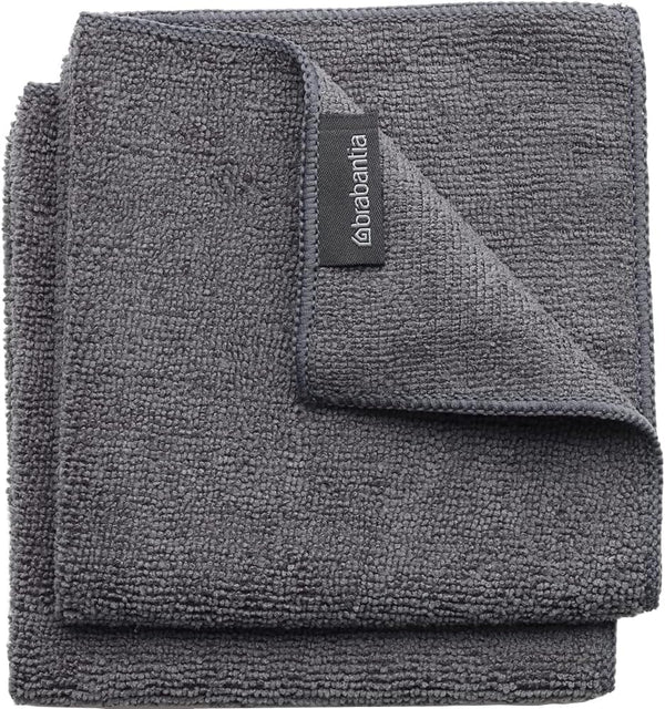 Brabantia x2 Microfiber Cleaning Dish Cloths (Dark Gray) Absorbent Hygenic Rags for