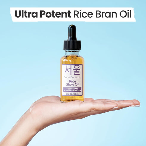SeoulCeuticals Rice Bran Oil for Skin - 1oz Korean Facial Glow Oil with Squalane & Vitamin E, Cruelty Free