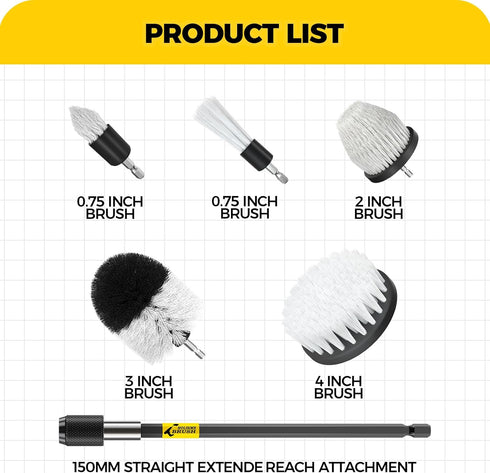Holikme 7Pack Drill Brush Attachment Set, Power Scrubber Brush for Car Interior, Bathroom, Kitchen, Floor, Tile