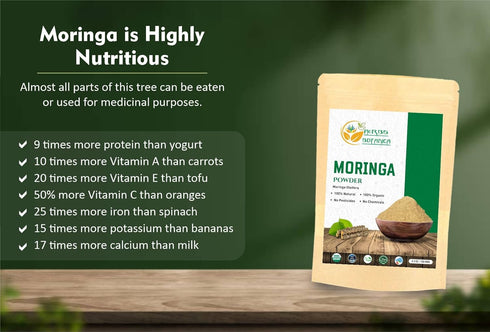 Moringa Powder Organic Leaves oleifera Pure Premium Indian Powder, 5.3oz Pack, Natural Fresh Morning Drink Vitamins