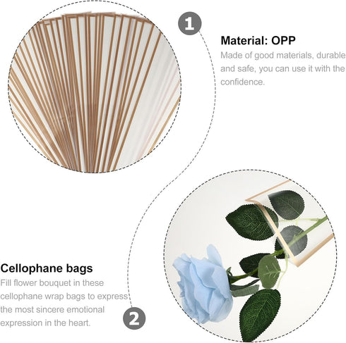 KAJNBN 50 Packaging Pcs Single Bloom Bouquet Wrap Sleeve Flower Bags for Fresh Roses and Carnations Party Wrapping