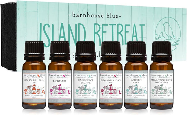 Island Retreat Gift Set of 6 Premium Fragrance Oils - Barrier Reef, Mountain Meets The Ocean, and More