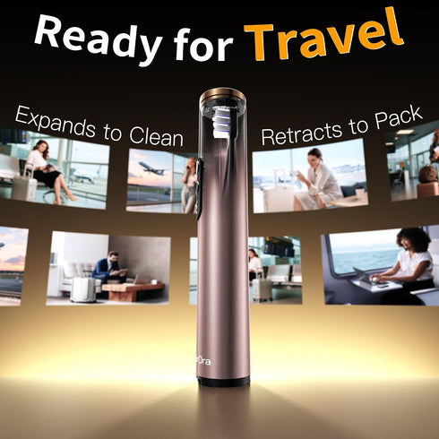 M23 30-Day IPX7 Travel Electric Toothbrush for Adults, Retractable Portable Sonic Toothbrush, Aluminum Body, Battery