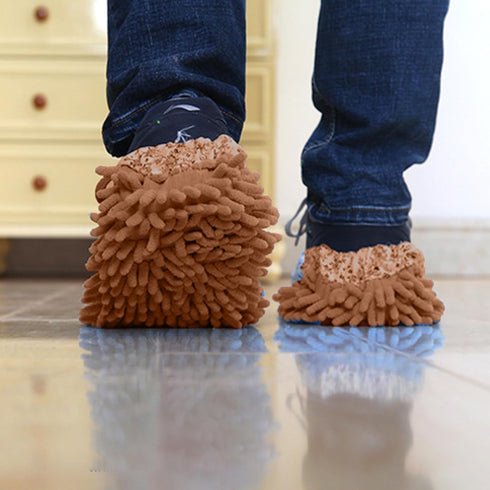 TOLUON 2Pcs Mop Slippers Shoe Covers,Soft Washable Dust Duster Slippers,Reusable Multi-Function Mop Socks Dust Hair