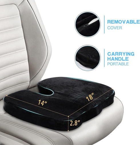 Fenshunder Tailbone 18"x14"x2.8" Wheelchair Seat Cushion with Memory Foam - Relieves Sciatica, Back & Pain, Pressure