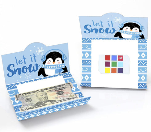 Set 8 Big Dot of Happiness Winter Penguins - Holiday and Christmas Party Money And Gift Card Holders