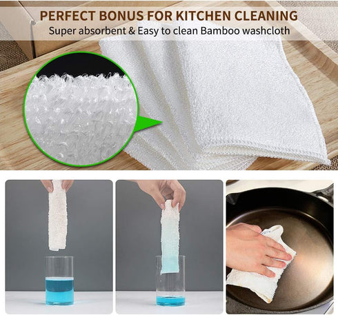 Herda 4 Pieces Cast Iron Scrubber Tool Kit, Chain Mail Scrubber, Steel Skillet Brush, Plastic Pan Scraper Set