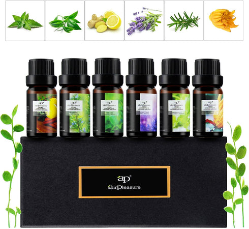 Fresh Essential Oils Set, 6x10ml Aromatherapy Oil Gift Kit for Diffuser, Fragrance, Humidifiers, Air Purifier