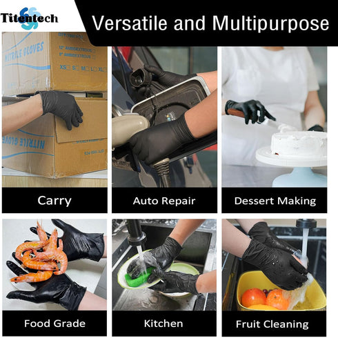 120PCS Nitrile Exam Gloves, 6 mil Disposable Food Grade, Medical, Latex Free, Powder Free Heavy Duty