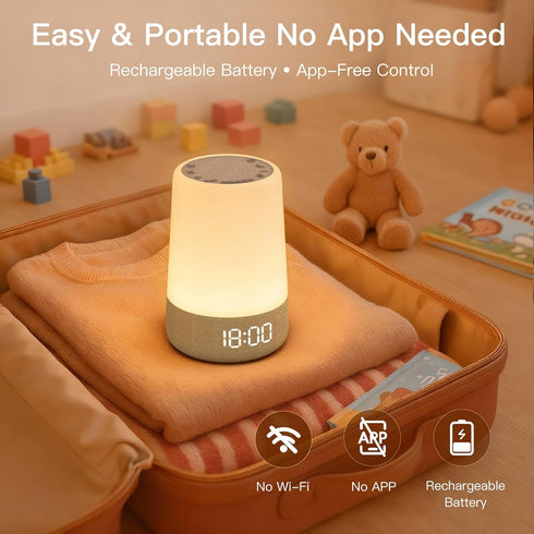 REACHER Sleep Trainer Alarm Clock for Kids, Night Light, White Noise Machine and OK to Wake Clock for Toddlers at Home
