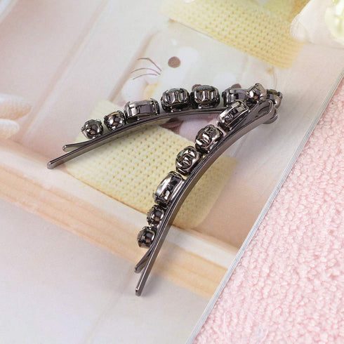 Lurrose 2pcs Crystal Bobby Pins, Clear Rhinestone Decorative Hair Pin Bridal Headpieces